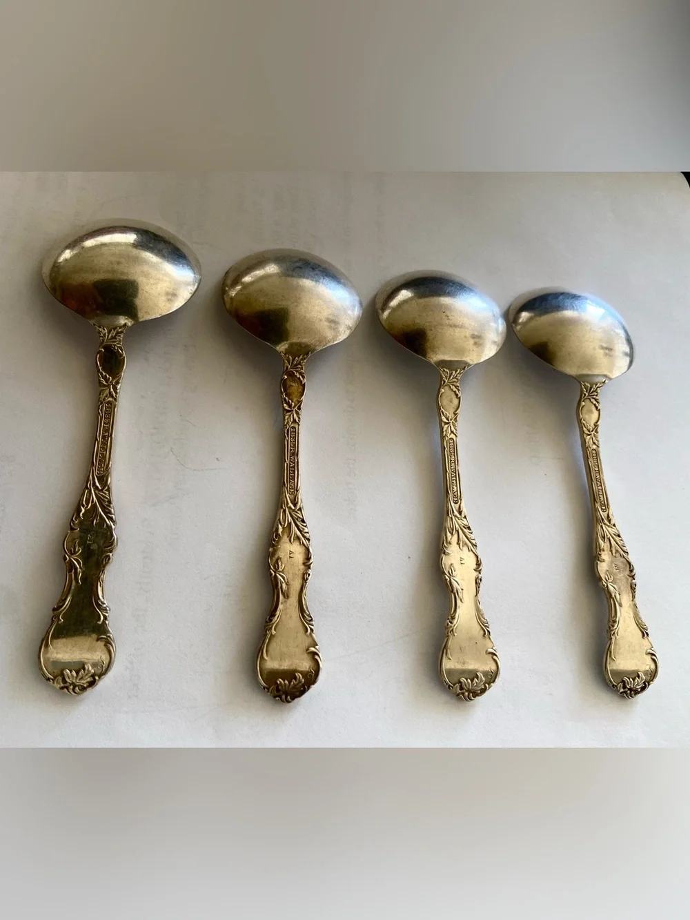 Vtg 1835 R. Wallace Ornate Floral Silver Plated Serving Spoons - Set of 4